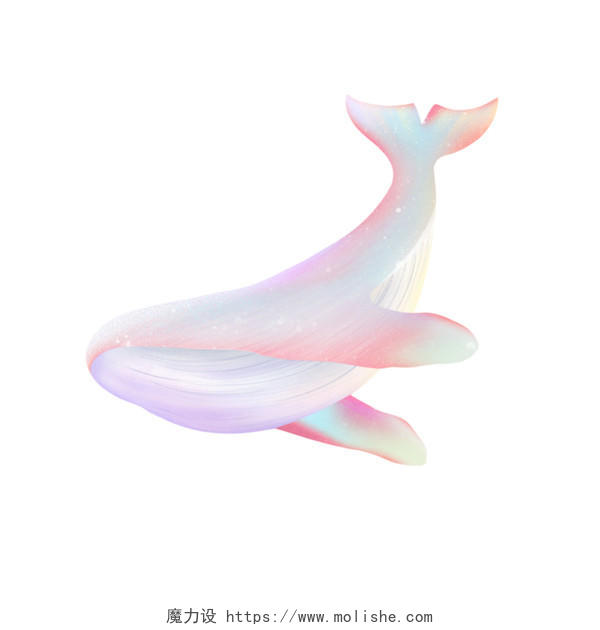粉色手绘卡通清新鲸鱼海洋生物动物元素PNG素材